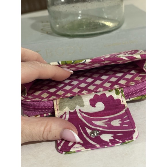Vera Bradley Julep Tulip Wallet Wristlet Zip Organizer ID Holder Pink Green - Picture 4 of 6